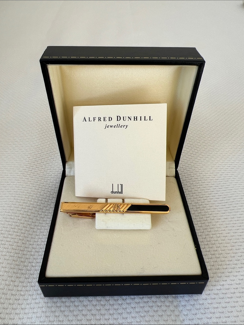 Vintage Alfred Dunhill Gold-Plated Tie Clip w/ Box & Certificate